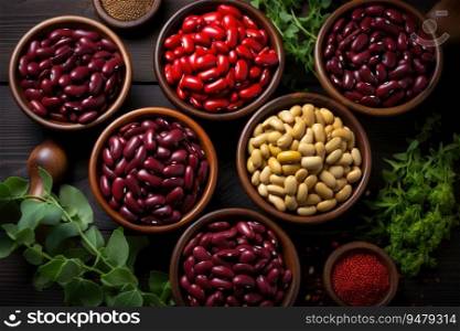 Different kinds of dry kidney beans. Generative AI
