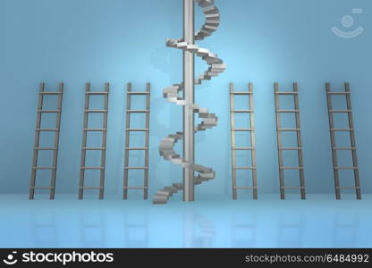Different ladders in career progression concept - 3d rendering