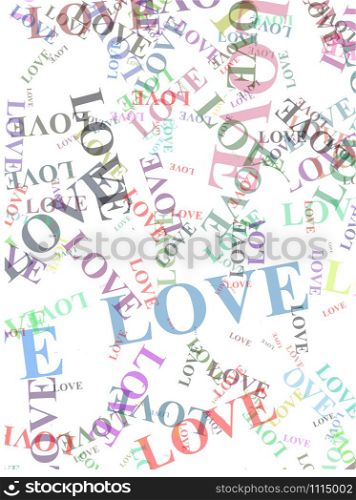 Different Love Words Over The White Background. Love Words