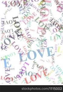 Different Love Words Over The White Background. Love Words
