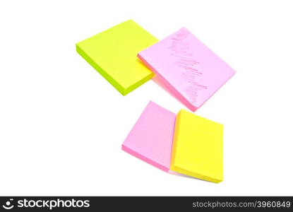 different office sticky notes on white