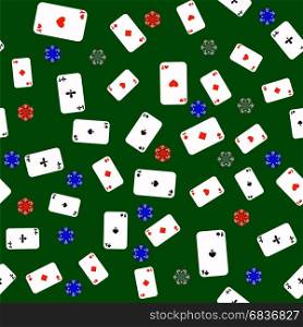 Different Playing Cards Pattern. Different Playing Cards Pattern on Green Background