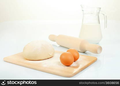 Different products to make bread on the table