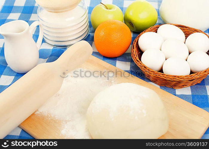 Different products to make bread on the table