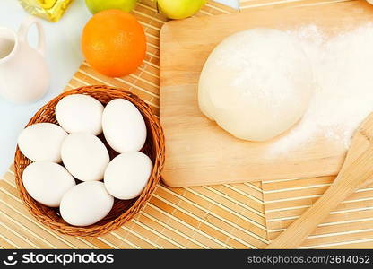 Different products to make bread on the table