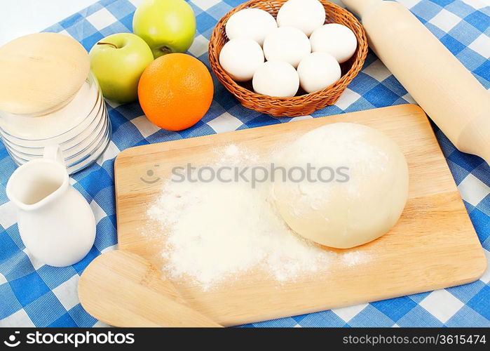 Different products to make bread on the table