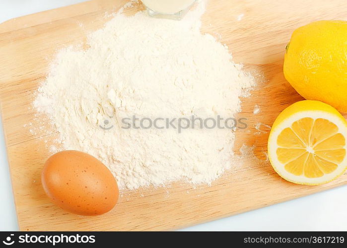 Different products to make bread on the table