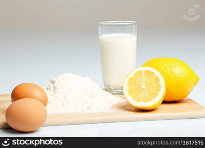 Different products to make bread on the table