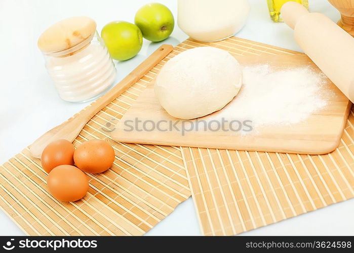 Different products to make bread on the table