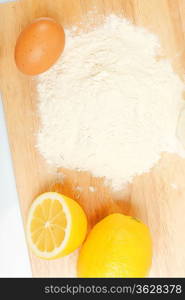 Different products to make bread on the table