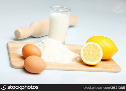 Different products to make bread on the table