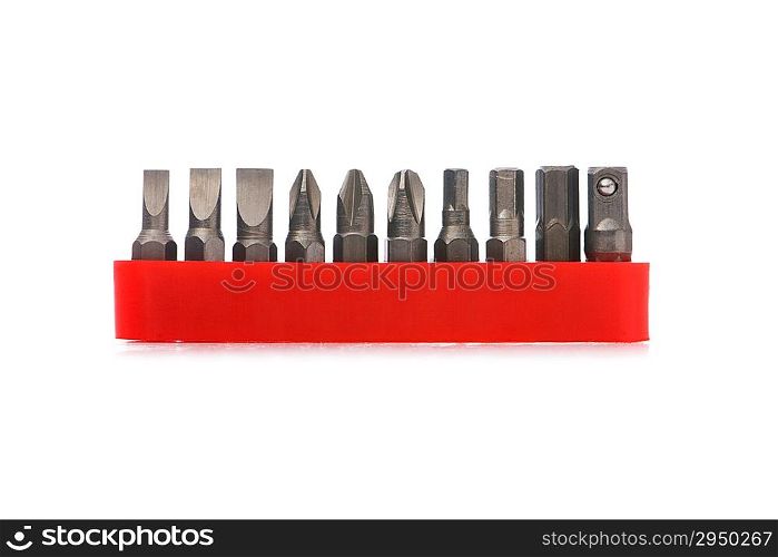 Different screwdriver heads isolated on white