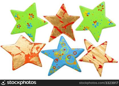 different shape of star, christmas decoration on white background