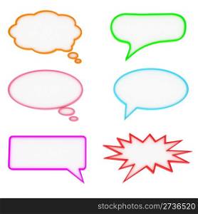 Different shapes of speech bubbles isolated on the white background