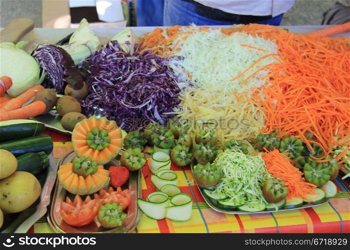 Different sorts of Crudites on a french market