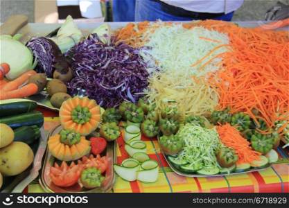 Different sorts of Crudites on a french market