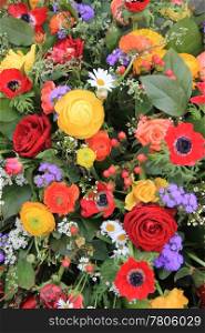 Different spring flowers combined with gerberas and carnations