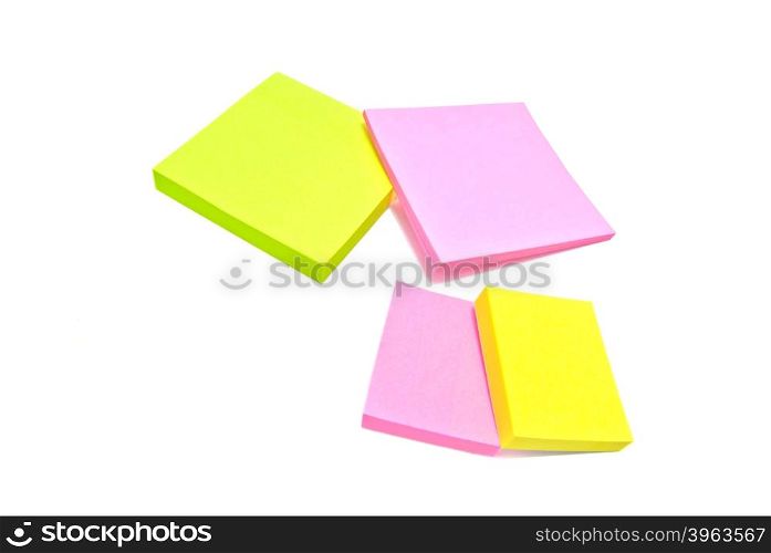 different sticky notes on white background