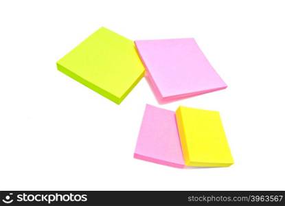 different sticky notes on white background