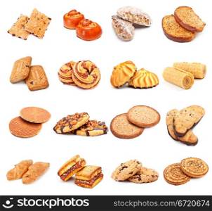 different sweet bakery set isolated on white background