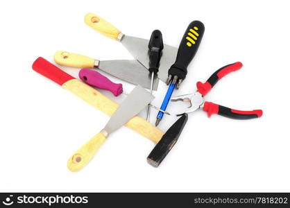 Different tools - hammer, plyers, screwdrivers,spatula