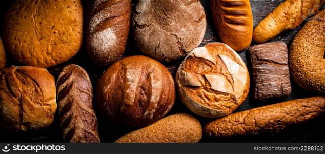 Different types of bread. Macro background. High quality photo. Different types of bread. Macro background.