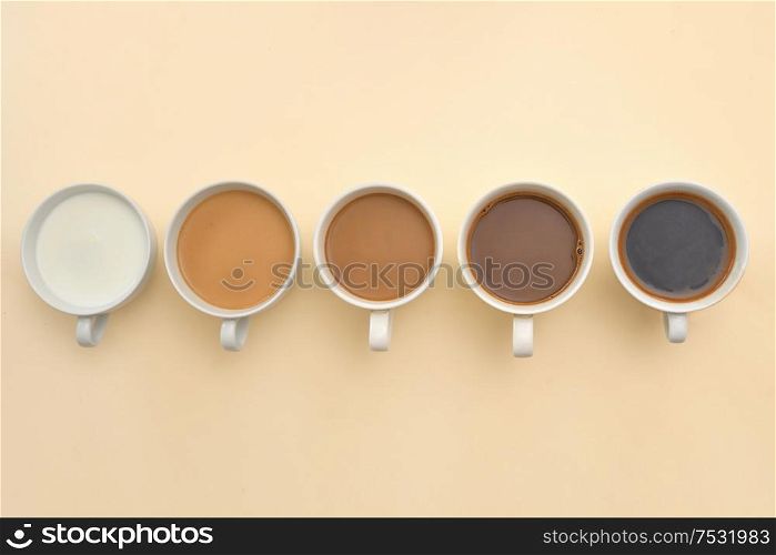 Different Types Of Coffee In Cups Top View