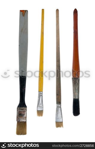 Different used art brushes isolated on white background.