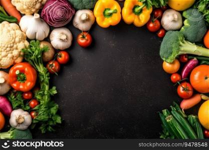 Different vegetables lying on the table. Generative AI