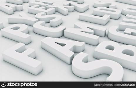 Different white letters on a light background