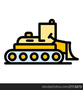 Digger bulldozer icon. Outline digger bulldozer vector icon color flat isolated. Digger bulldozer icon color outline vector