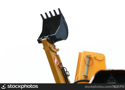 Digger excavator bucket bulldozer shovel industrial detail isolated on white background