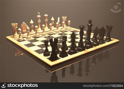 Digital 3D Illustration of a Chess Board