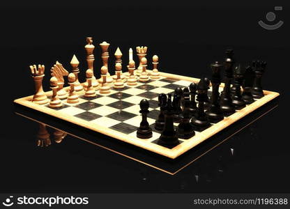 Digital 3D Illustration of a Chess Board