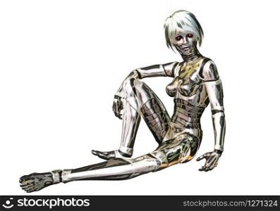 Digital 3D Illustration of a female Cyborg