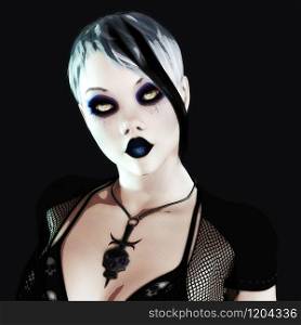Digital 3D Illustration of a Gothic Female