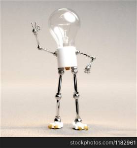 Digital 3D Illustration of a Light Bulb Guy