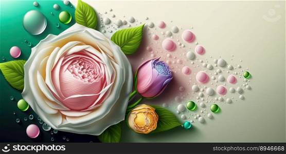 Digital 3D Illustration of Beautiful Colorful Rose Flower In Bloom