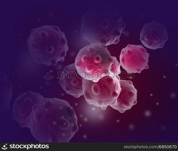 Digital 3d illustration of cancer cells in human body