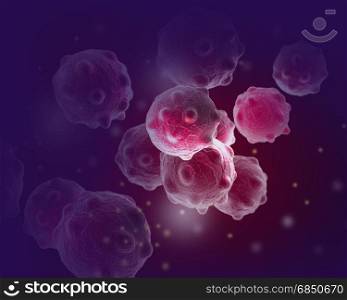 Digital 3d illustration of cancer cells in human body
