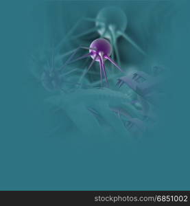 Digital 3d illustration of cancer cells in human body