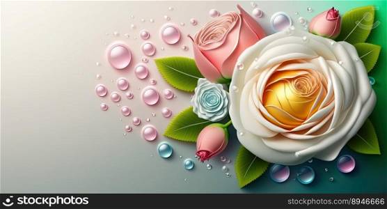 Digital 3D Illustration of Colorful Rose Flower Blooming