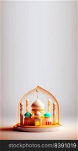 Digital 3D Illustration of Islamic Mosque Instagram Story