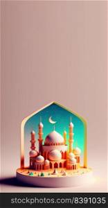 Digital 3D Illustration of Islamic Mosque Instagram Story Background
