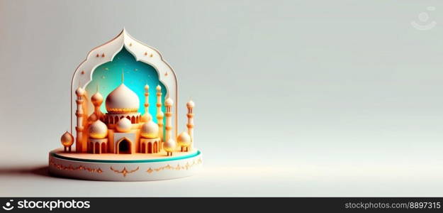 Digital 3D Illustration of Mosque for Eid Ramadan Islmic Celebration Background