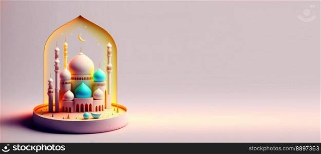 Digital 3D Illustration of Mosque for Ramadan Islmic Celebration Background