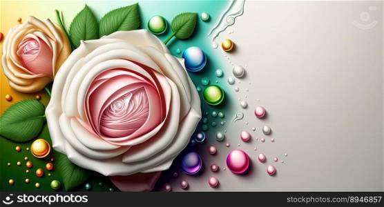 Digital 3D Illustration of Realistic Beautiful Colorful Rose Flower In Bloom