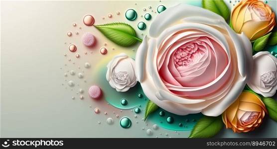 Digital 3D Illustration of Realistic Beautiful Rose Flower In Bloom