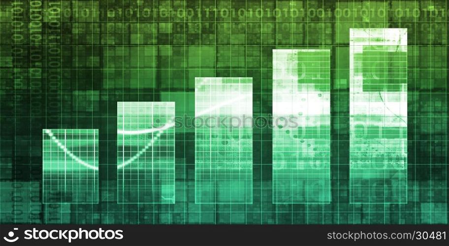 Digital Abstract Background with Growth Bar Chart. Digital Abstract Background