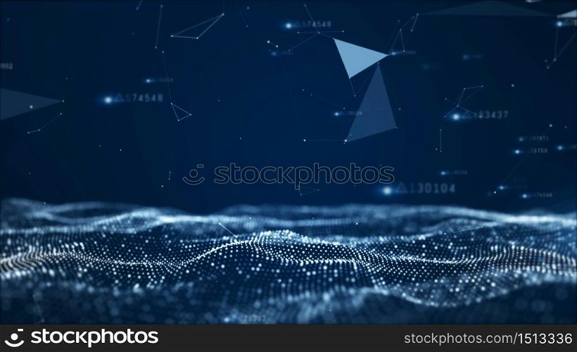 Digital abstract particles and network data background